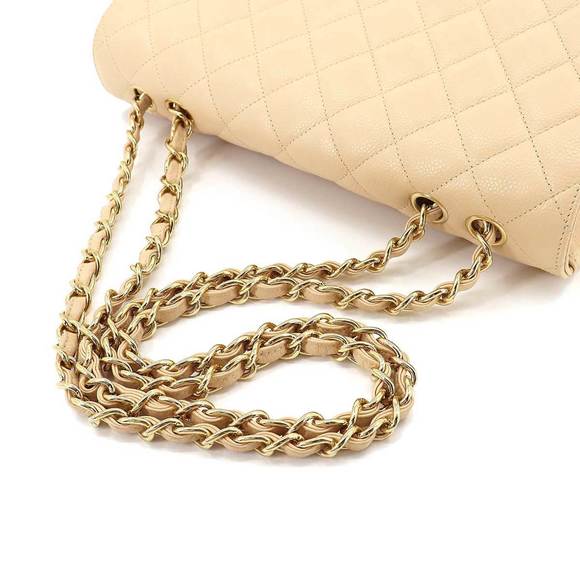 CHANEL Matelasse 30 Chain Shoulder Bag Caviar Skin Leather Beige Gold Hardware - Picture 5 of 9